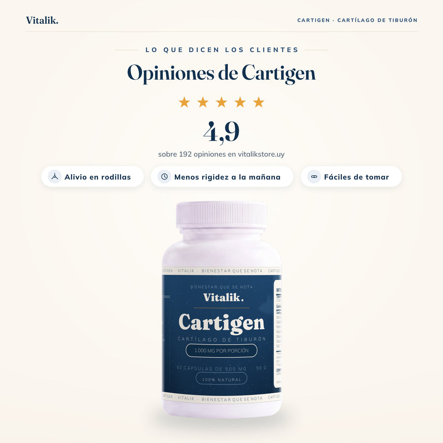 Opiniones de Cartigen Vitalik: 4,9 sobre 192 opiniones — alivio en rodillas, menos rigidez y fáciles de tomar