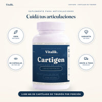 Cartigen Vitalik · cartílago de tiburón: 100% natural, 60 cápsulas de 500 mg, garantía de 30 días y envío a todo Uruguay